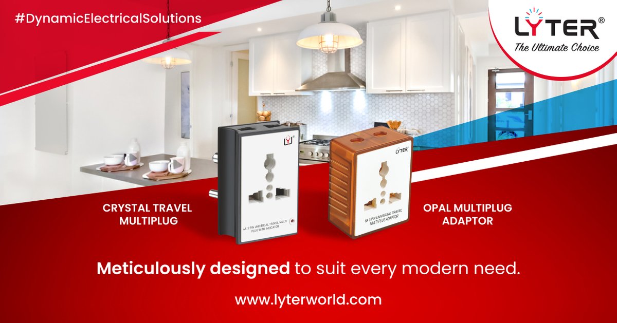 thelyterworld's tweet image. #DynamicElectricalSolutions- Use your favorite gizmos without having a dedicated #socket with #Lyter’s convenient #adaptors. 
Switch to Lyter today and get #guaranteedsafety for risk-free device usage. 

Get in touch with us today!

🌐: lyterworld.com

☎️: +91-9833623624