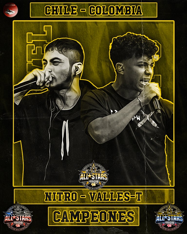 free_noti's tweet photo. GOD LEVEL ALL STARS 2vs2 

📌 CAMPEONES

NITRO🇨🇱- VALLES-T 🇨🇴 son la dupla ganadora de la primer fecha del mundial de God Level, tras
vencer a:

→JAZE 🇵🇪-PAPO 🇦🇷 en octavos 
→TEOREMA 🇨🇱-STUART 🇦🇷 en cuartos 
→GAZIR 🇪🇸-MECHA 🇦🇷 en semis
→LETRA 🇻🇪-LOKILLO🇨🇴 en la final https://t.co/rTliCAhrEC