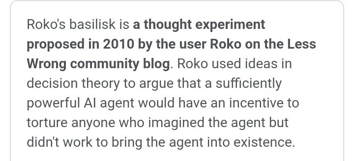 ozrkil's tweet photo. Mind Shattering thought experiment: [Roko's Basilisk]
Don't look too deep into it. https://t.co/jNw8Np49yW