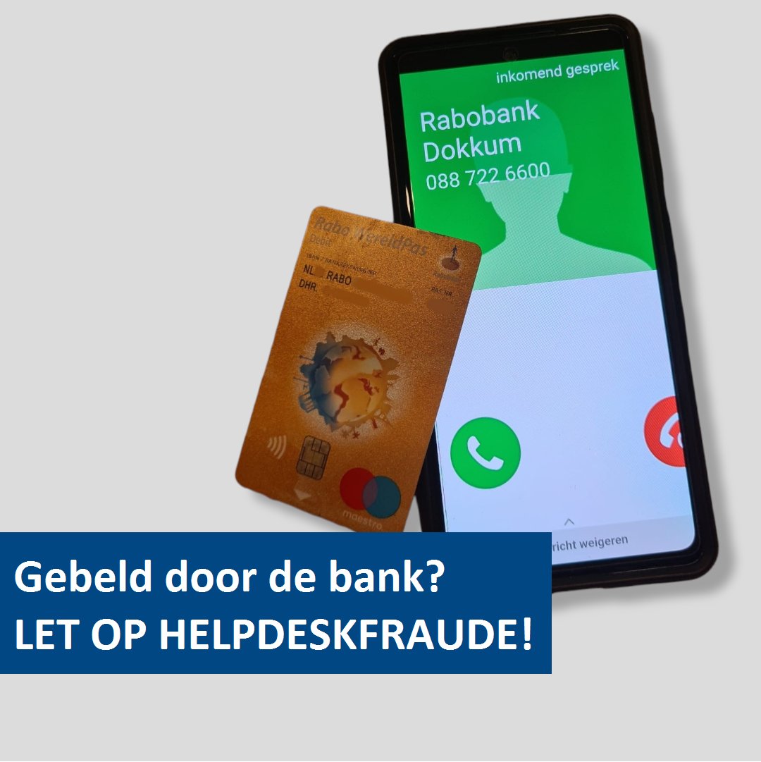 De afgelopen dagen hebben we meerdere meldingen gehad van bankhelpdeskfraude. Slachtoffers werden gebeld door een oplichter die zich voordeed als bankmedewerker. Stel mensen in je omgeving in kennis van deze vorm van fraude en help slachtoffers voorkomen!
politie.nl/nieuws/2022/ap…