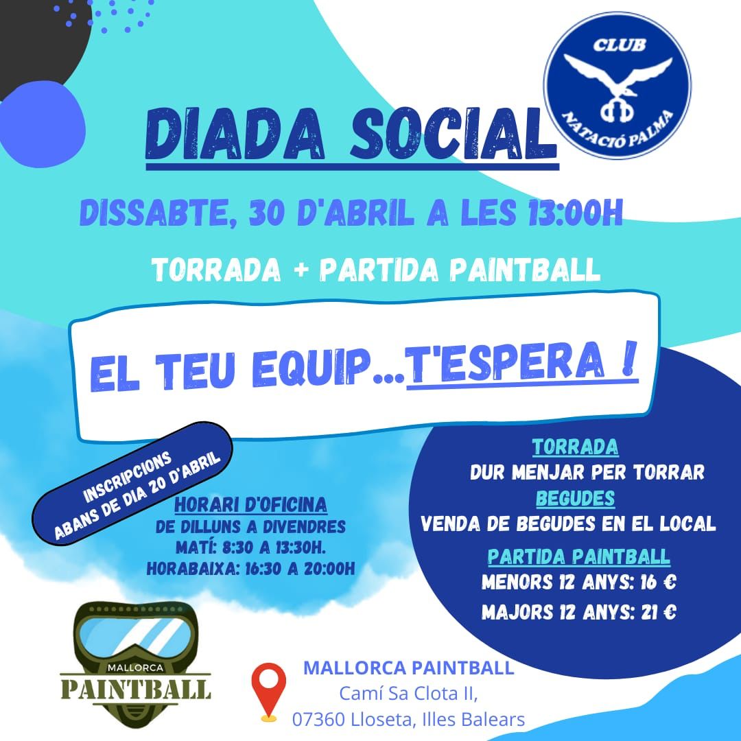 cnpalma's tweet photo. 📍Anem a passar un dia divertit amb la millor companyia! Ja ho necessitam! 
#paintball #diadasocial #granEquip #torrada #diversio #valors https://t.co/VU01Ug1IY0