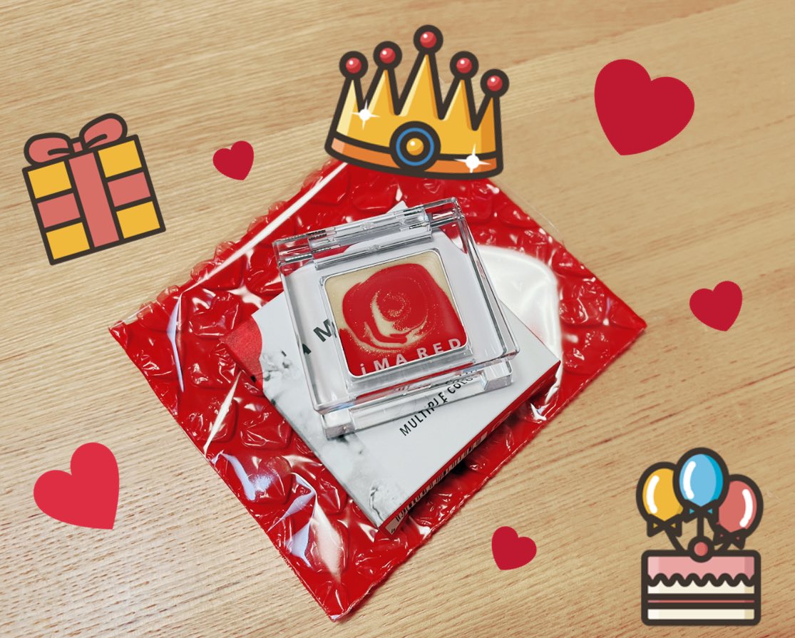 9u_fe's tweet photo. KISSME様から　新ブランド
　　　#IMARED  ( #アイマレッド)
　01金魚BUBBLEを
　　　　　　　　当選し届きました🌸
発色がキレイ✨馴染みやすい💕
目元はもちろん唇･頬･眉にまで
　　　　　　　使用できる優れもの❣️
この度はありがとうございます

#血色アイカラー https://t.co/57pJ4PV7v4