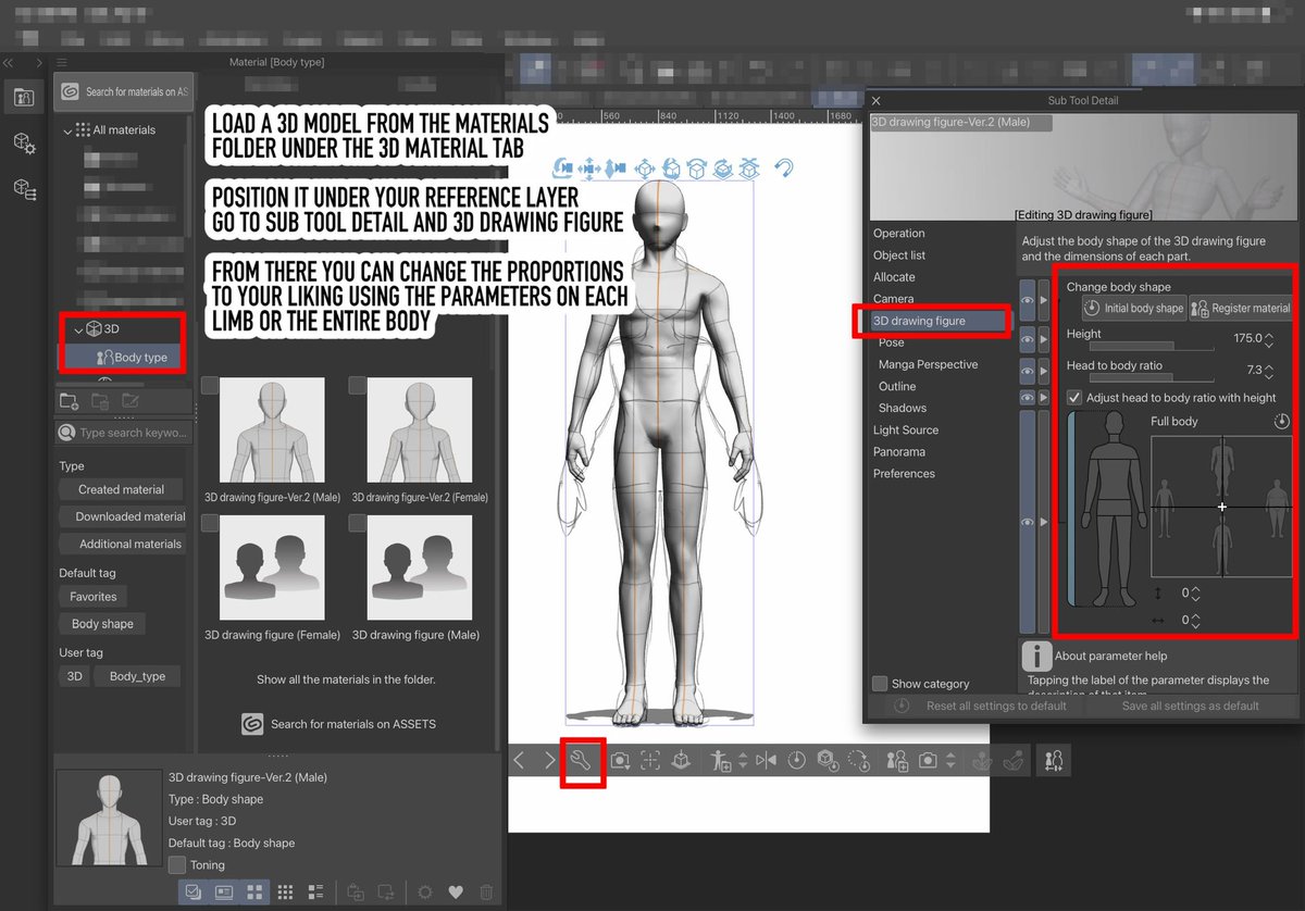 little guide on customizing 3d models to fit your art style's proportions #CLIPSTUDIOPAINT 