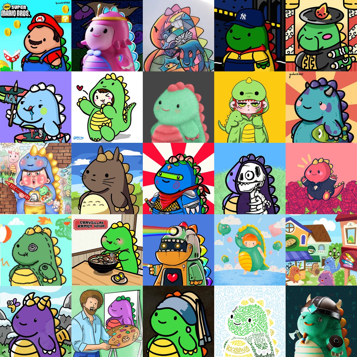 crayzillas's tweet photo. Here's just a glimpse of the fan art we've received since Crayzillas began. In our opinion, we have the most creative community in the NFT space! 😊

Are y'all ready to colour in your Crayzilla this month? 🖍 https://t.co/dfBRmWGljM