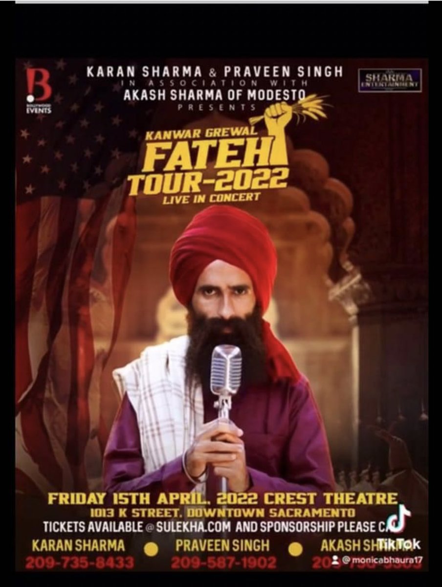 BollyEvents's tweet image. Hello California!!!

Here, we are to start our journey of "Fateh Tour USA @KanwarGrewal1 (ਕੰਨਵਰ ਗਰੇਵਾਲ) Live in Concert ".
You can buy your tickets Sulekha.com or you can do contact with  Bikramjeet Singh 6692654603 

#KanwarGrewal