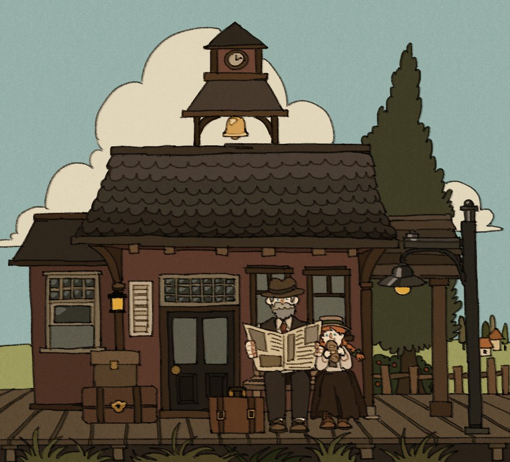 「🚂Train station🌲 」|HA0🌿のイラスト