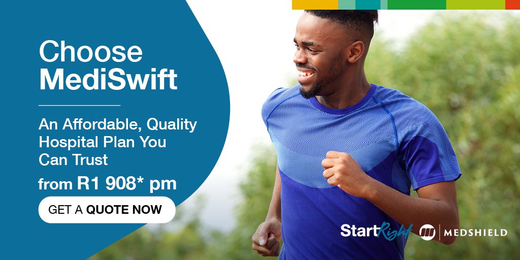 MedshieldSA's tweet image. Medshield has just launched #MediSwift, the Scheme’s first pure #hospitalcover plan &amp;amp; the latest addition to our existing bouquet of #medicalaid plan options. Get a quote now - bit.ly/2vY6oSq #StartRight with MediSwift!

#MedshieldSA #health #JoinNow #healthcare