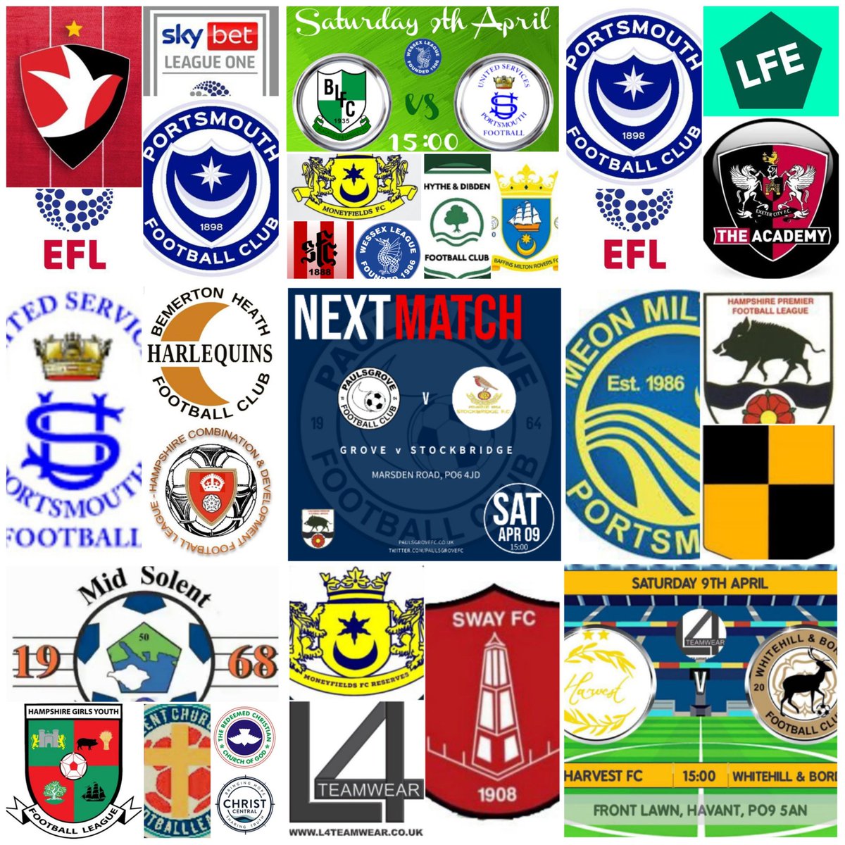 Pompey_Football's tweet photo. ⚽️ Sat Matchday ⚽️

Plenty to enjoy 👏

@Pompey (a)
@MONEYFIELDSFC (h) at #Victory 🏟
@usportsmouthfc (a)
@BMRFC (a)
#UpTheMoneysRes (a)
@PaulsgroveFC (h)
@FcHarvest (h)
@FCMeonMilton (h)
#USPRes (h)
@PompeyAcademy (h)
+ @MidSolent @SCFL_ @HGYFL1

#UTGRes resting

#havefunAll 👍 https://t.co/IkM35esJvP