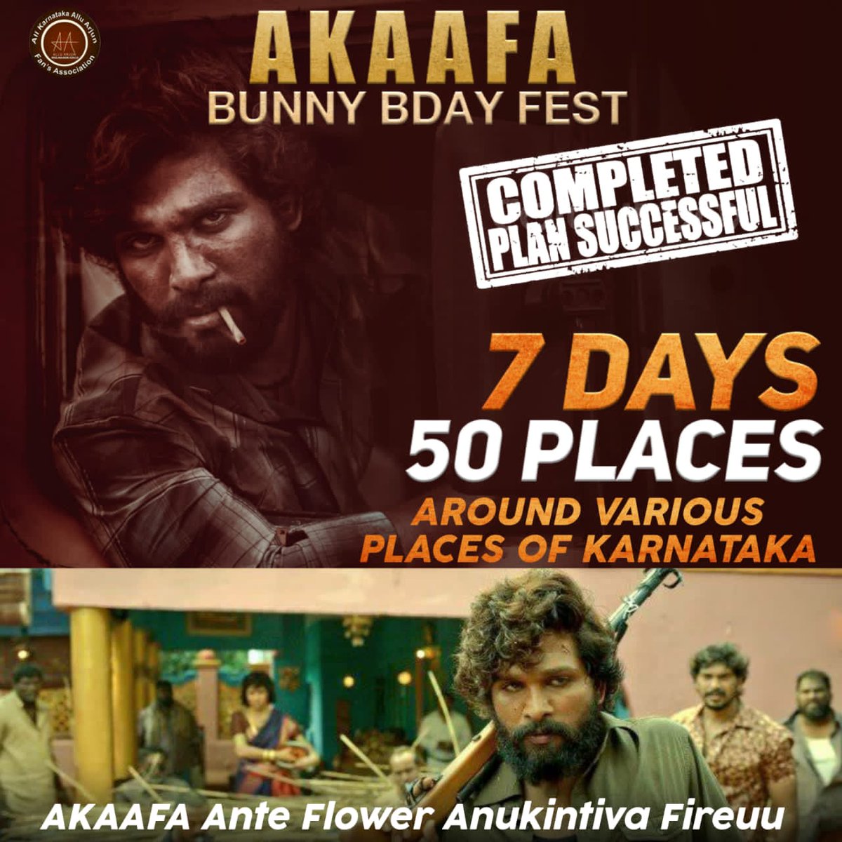 User_Yash's tweet photo. 50 Places Done and Dusted 😎

REMEMBER THE NAME "AKAAFA"
#AKAAFABunnyBdayFest 🔥
Double Tap ❤️🔥🤩
.
. @alluarjunonline 
  @allusnehareddy

#alluarjunonline #alluarjuninsta #Beast #alluarjunfan #alluarjunfc #Alluyash #Youthiconrockstar #AAFan #Teamakaafa https://t.co/5Nqi4Tp39O
