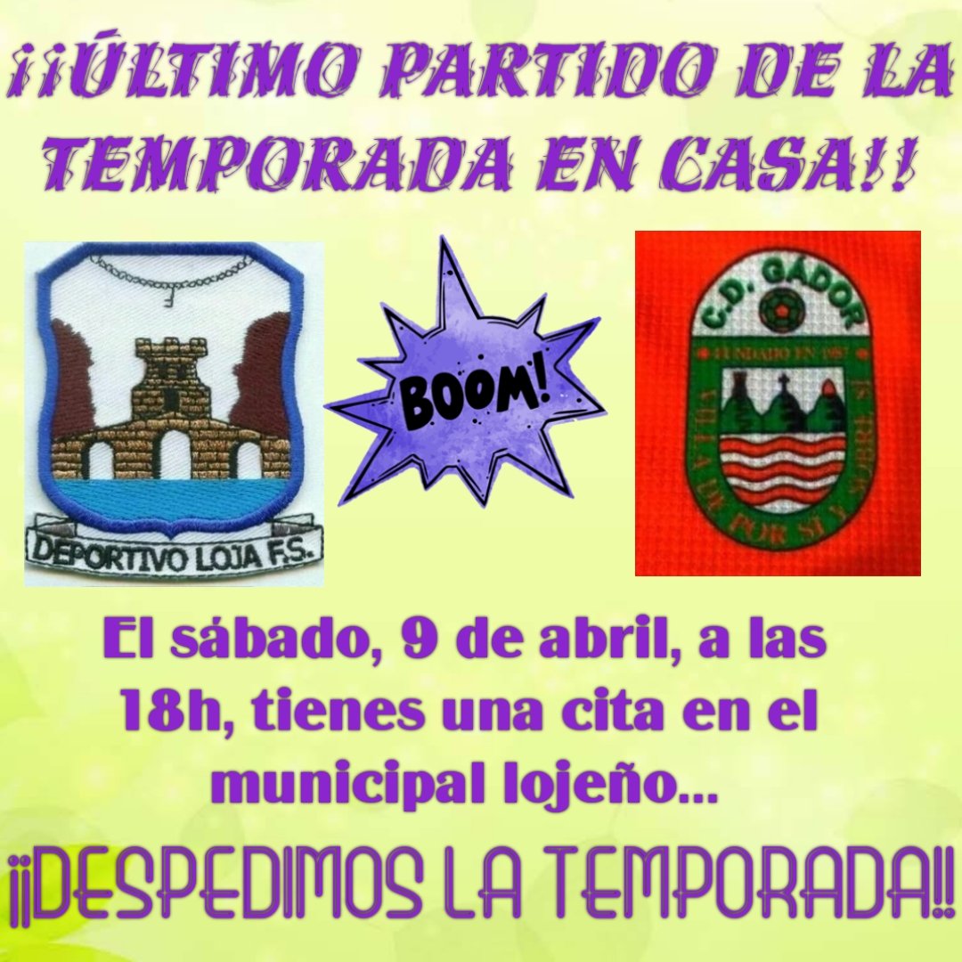 Los chicos de <a href="/Daviloncho3/">David Fernández</a> se despiden de esta temporada de la afición lojeña esta tarde en el Municipal. Vamos a apoyar a nuestro equipo y a darles las gracias por hacernos disfrutar y la enhorabuena por conseguir la permanencia y haber luchado por el ascenso!! Vamossss Loja