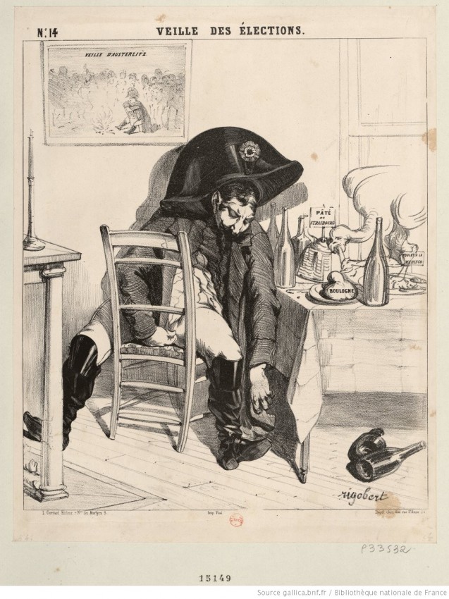 FondaNapoleon's tweet photo. 🧐 #Limagedujour date de 1848 : les élections présidentielles, prévues le 10 décembre, concentrent les passions. Les dessins satiriques se moquent du jeune candidat Bonaparte, sans réelle expérience politique, qu'on affuble d’un bicorne disproportionné. #caricature https://t.co/KxxhjWN5P1