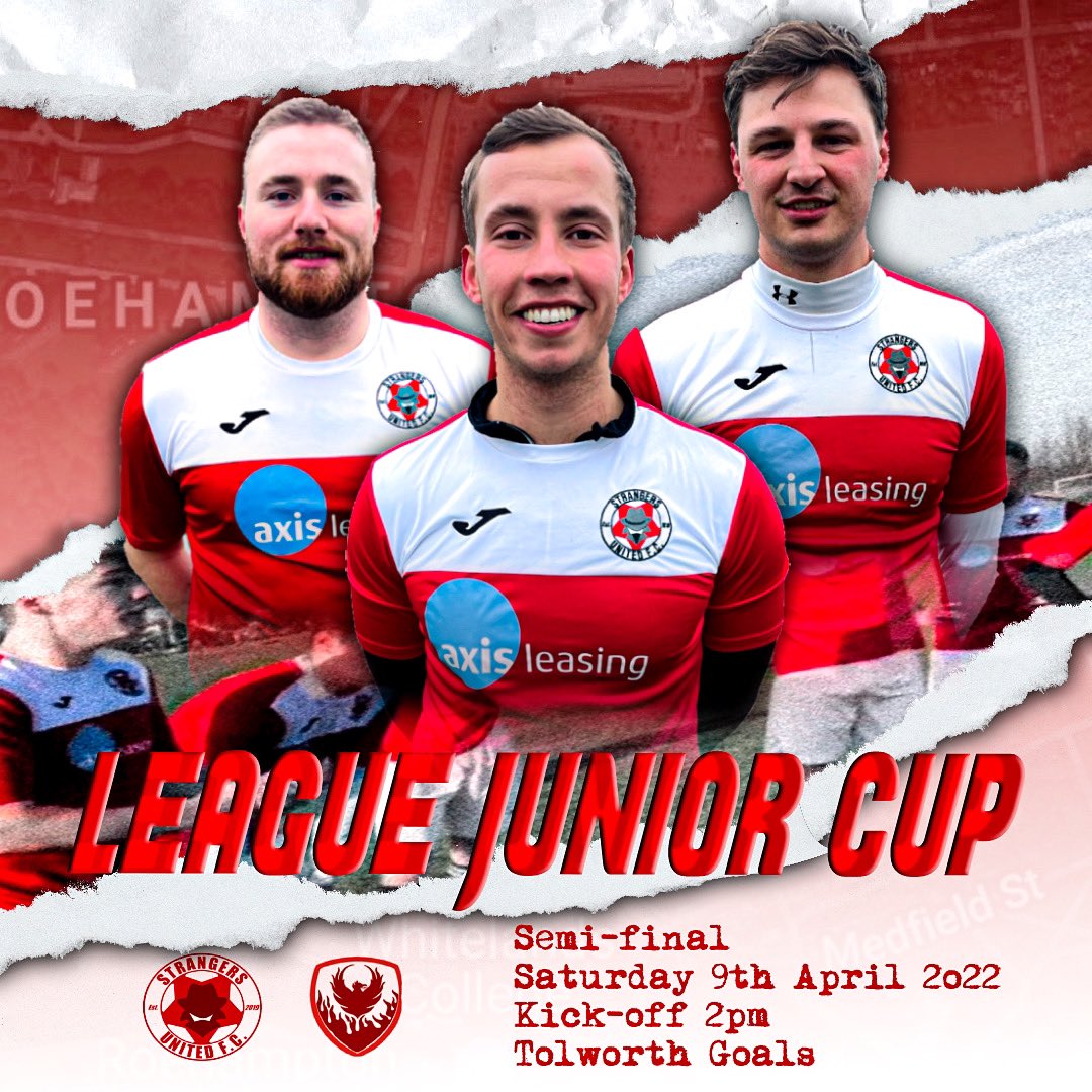 StrangersUtdFC's tweet photo. THE MAIN EVENT‼️

Strangers United vs Parkside 

🏆League Junior Charity Cup Semi-final
🏟 Goals Tolworth 
🗓09/04/2022
🕑14:00 Kick-Off

#upthestrangers https://t.co/VpQ6KdRdML