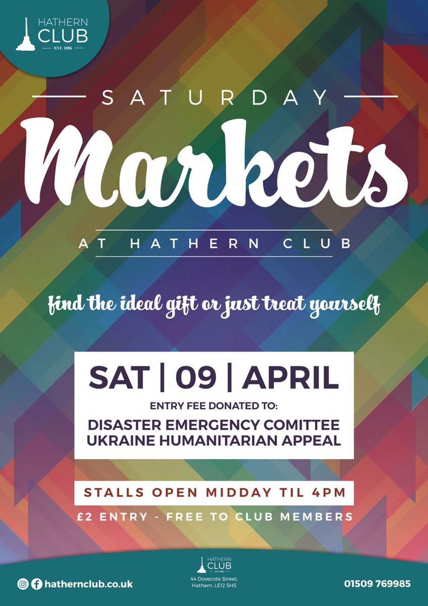 The Spring Craft Fair starts at 12noon at Hathern Club. Come along and support the talented stallholders.

#ShopSmall #ShopLocal