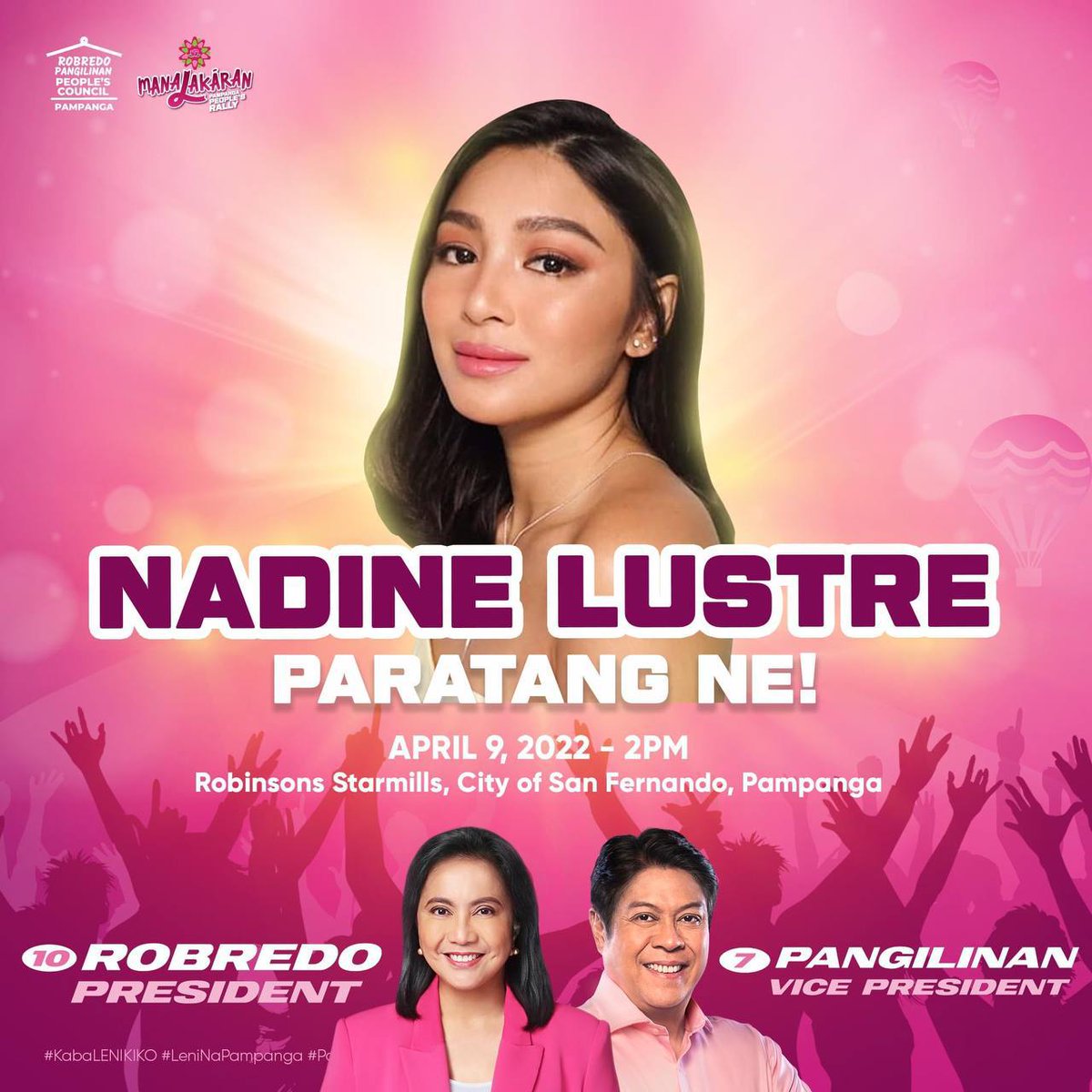 'PINK IS MY COLOR'

Award-winning actress Nadine Lustre in an Instagram story on Saturday, confirms her attendance at the grand rally of presidential bet Vice President Leni Robredo and her running mate Sen. Kiko Pangilinan in San Fernando City, Pampanga.

📸: Nadine Lustre / TW