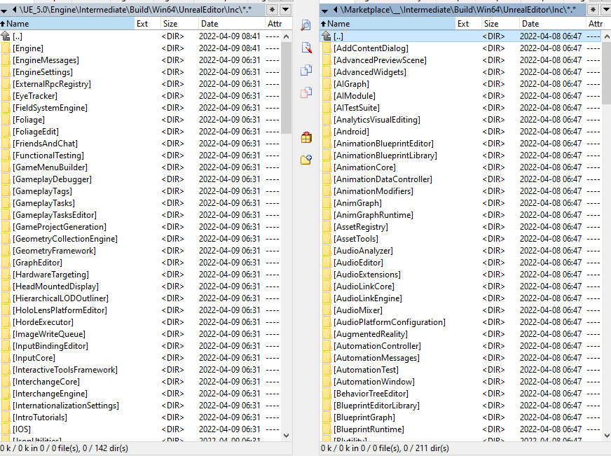 Anyone else that have an issue that some of the Intermediate folders and files are removed when using Rebuild Project in VS?
Here have 69 folders been removed in "UE_5.0\Engine\Intermediate\Build\Win64\UnrealEditor\Inc\"

 #UE5 #UnrealEngine5