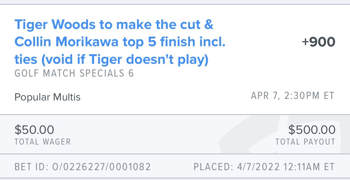 Really hope Morikawa can have a nice 2 days, this would be a sick win #themasters #GamblingTwitter https://t.co/Kxh9zDPeSL