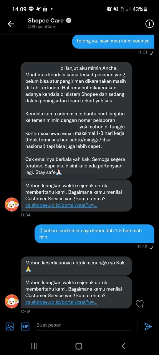 kirain gw doang yg ada pesanan tertunda di shopee:) 
nunggu 1-3 hari keburu customer nyap" dan kabur :) 
<a href="/ShopeeID/">Shopee Indonesia</a> <a href="/ShopeeCare/">Shopee Care</a>
