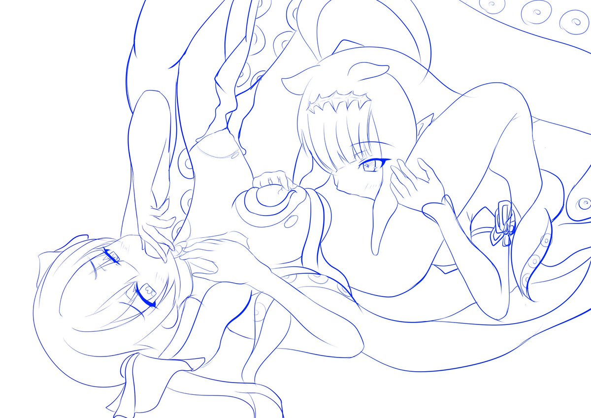 ラフで止まってる絵の供養
要望あれば描きます 