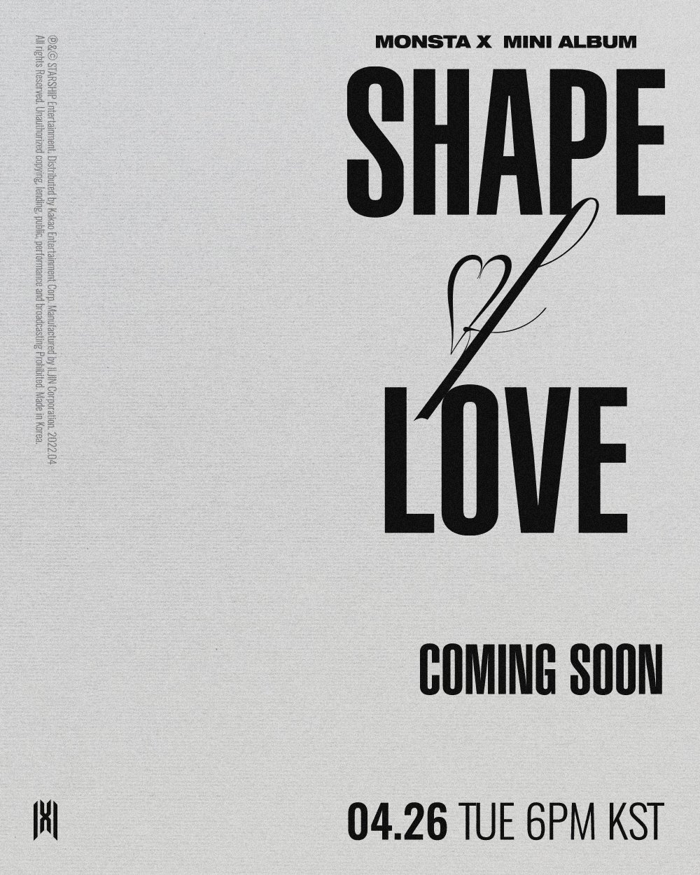 [情報] MONSTA X 迷你專輯 'SHAPE of LOVE'4/26