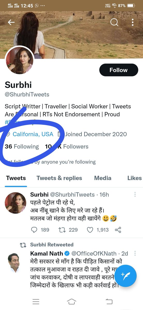 aashu21121's tweet photo. @ShurbhiTweets California me baith k Bhaarat k bare me tweet kar rahe ho... https://t.co/r6TmPD17r6