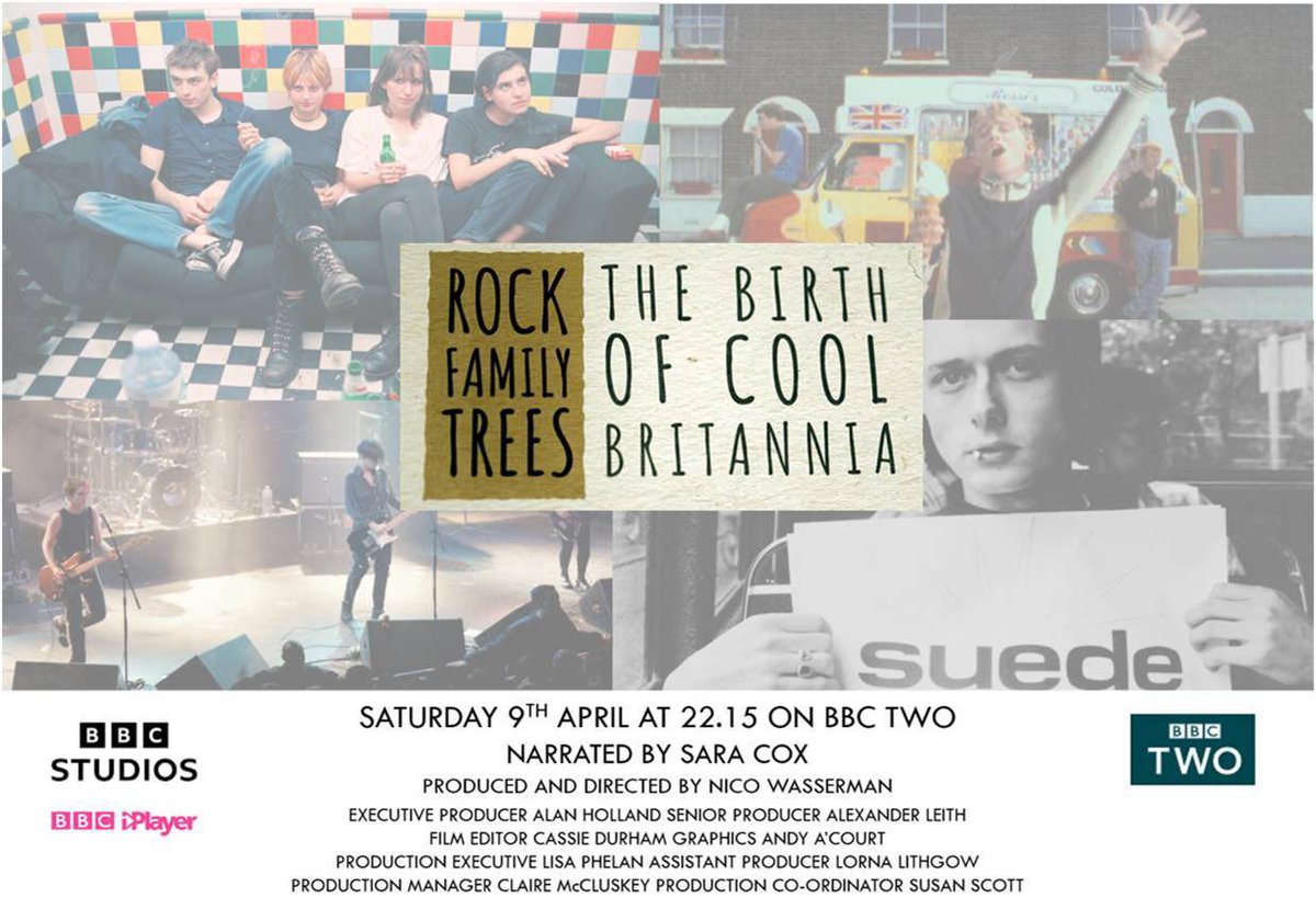 Coming to your telly-box this evening…the story of how Suede, Elastica and Blur kick started all things Britpop. It’s a great watch, even if I do say so myself…