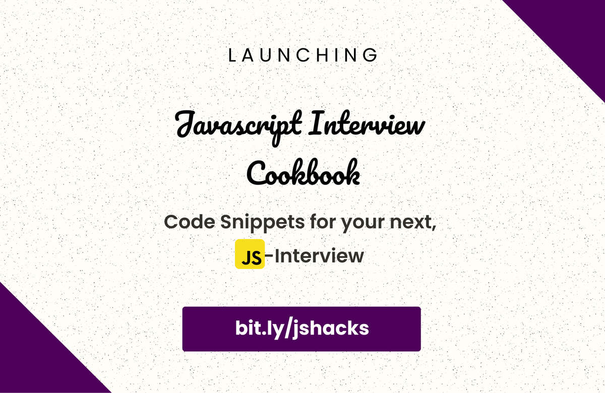 theclaudearmy's tweet photo. ✨ Hey folks
I am Launching the new #javascript interview cookbook, which consists of code snippets, that you should refer for your next  #JS Interview!!!

Find the link in the next thread 🧵 https://t.co/PlAifEzMHB