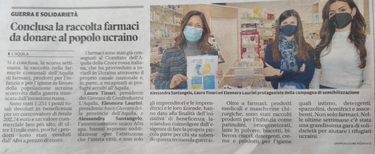 politicaaq's tweet photo. #LAquila, #Ucraina: conclusa (con grande successo) la raccolta di #farmaci da donare al #popoloucraino promossa da @Alessan82861180 (#Afm) via @Il_Centro @FederfarmaITA @BancoFarmaceut2 @PierluigiBiondi @LauraTinari @ComuneLAquila #Ukraine #UkraineRussianWar #Abruzzo #Solidarietà https://t.co/PDNLj4u28H