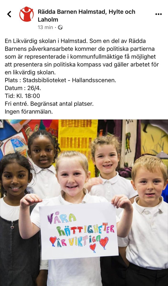 Rädda Barnen i Halmstad, Hylte och Laholm (@raddaoch) on Twitter photo 