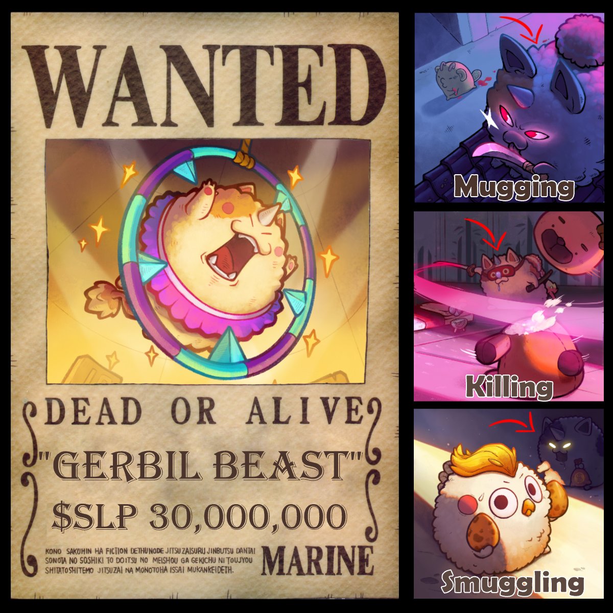 RT ExtrangHeroAxie: WANTED!! "GERBIL BEAST" 👀  Gerbil Beast could be Lunacias public enemy No.1 with the activities he's been doing.. Mugging 👊, Killing ⚔️, Smuggling 💰  @Jihoz_Axie @Smooch_Axie @Masamune_Axie @nixeniego why do Beast Axies tend to be very troublesome? @ArcoBeast is another one 😂 [twitter.com] [pbs.twimg.com]