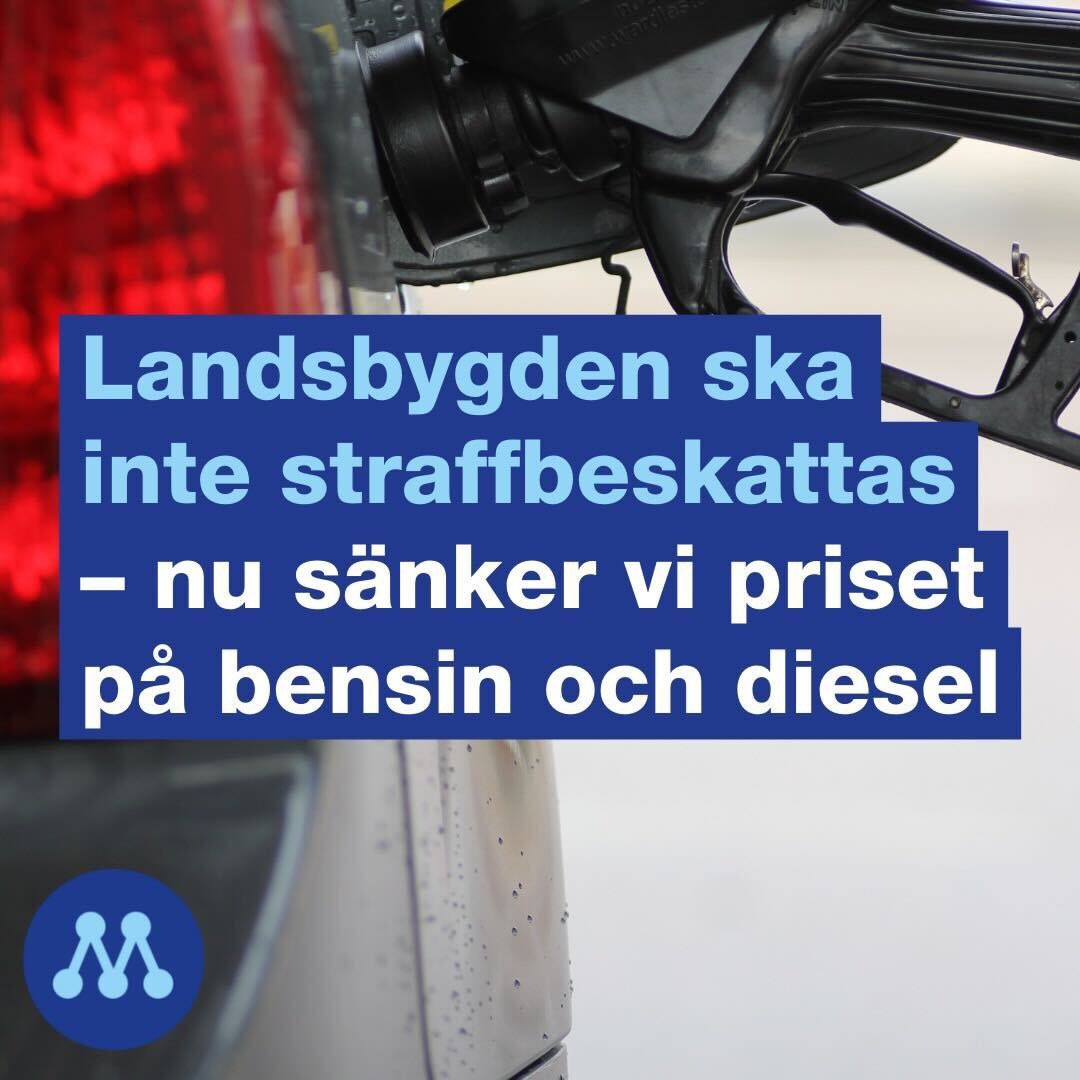 moderaterna's tweet photo. Tack vare Moderaterna får du sänkt pris på bensin och diesel från och med 1 maj. Trevlig helg! https://t.co/zQP9eHHmHe