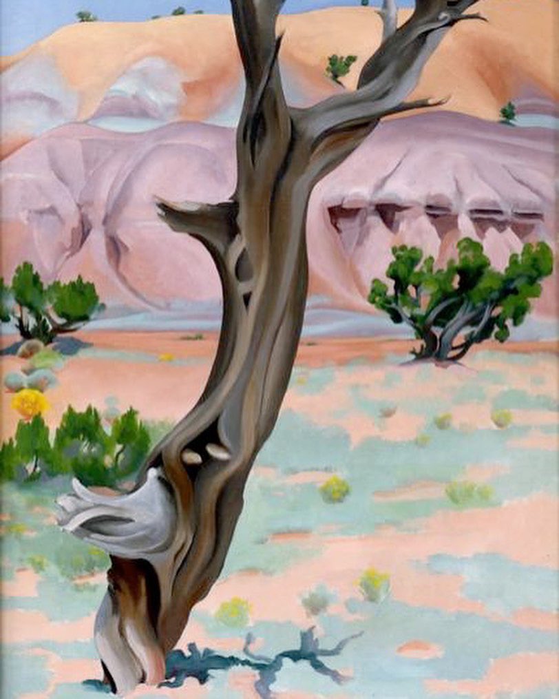 TLIGHTstore's tweet photo. Georgie O’Keeffe (1887 - 1996) is an artist who has just recently caught my attention. An artist who skipped my awareness when intensively studying 20th C. American Art but of course it’s always and forever in this life a school day! 
‘Cedar Tree with Lavender Hill’ 1937 https://t.co/DWHJFQSbjM