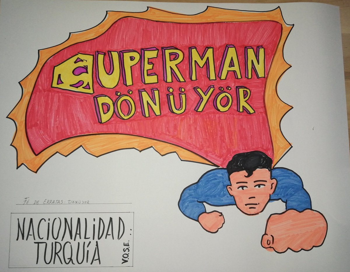 PaulaCabild's tweet photo. Hoy podéis ver la versión turca y algo tróspida de #Superman en la #salazeta. Una vez más, reconozco que la culpable del cartel (con diéresis de más) soy yo. https://t.co/nShR7moTjV