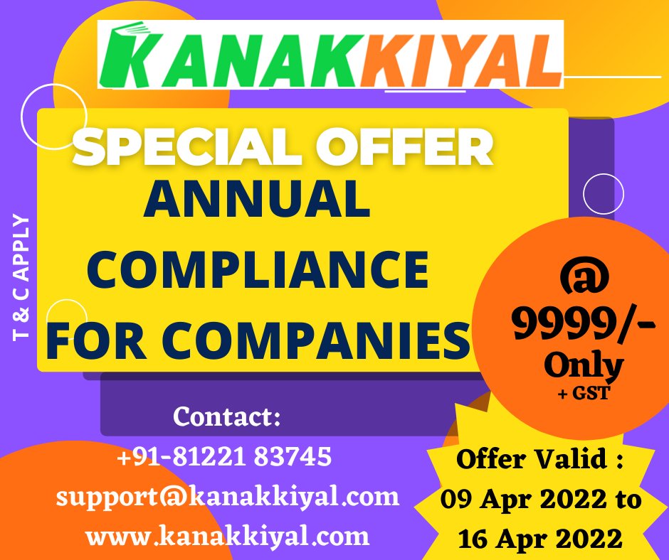 kanakkiyal's tweet photo. Special Offer for #Kanakkiyal
Offer Ends 16-APR-2022 Hurry Up...
#PrivatelimitedCompany
#PVTLTD 
#OPC
#LLP
#MSME
#GST
#CompanyRegistration
#BusinessRegistration
#AnnualRocFiling 
#AnnualROCforPvtLimited
#ROCCompliance
#ITRFILING
#TAXFILING
#ITRRETURN

Contact,
81221 83745 https://t.co/4EuCFQKxkT