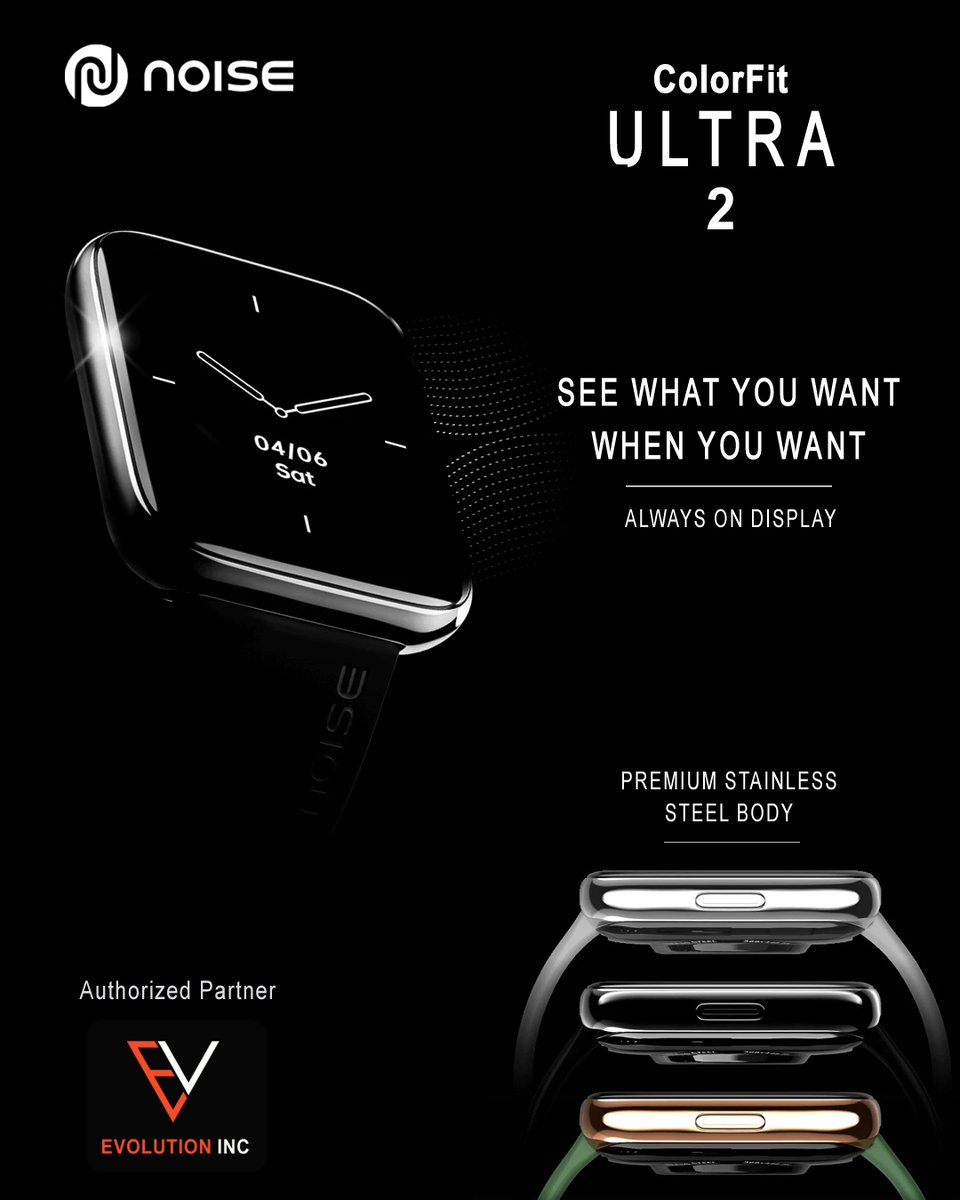 evolutioninc_'s tweet photo. Introducing ColorFit Ultra Smart Watch with 1.75" HD Display, Aluminium Alloy Body, 60 Sports Modes, Spo2, Lightweight &amp; Stock Market Info.

Evolution Inc - business@evonext.in

#colorfitultra2 #noisesmartwatch #evolutionincindia #distributors #india #smartwatches #watches #noise https://t.co/PWaMvkRgqm
