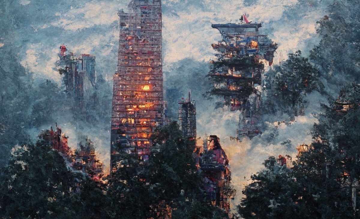 kaindinsky's tweet photo. Hello, my dear friends🌌

What if high-rises existed during medieval asia? It would have been such a beautiful work). I like to experiment with different eras and themes, combining the incompatible.

#nftartist #nftart #ainft #nftpainting https://t.co/YftgmXjBci