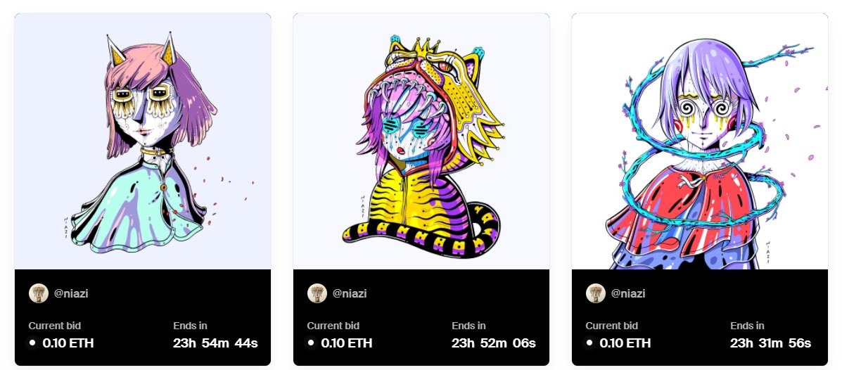 3 Auctions😍🔥 for “ANIME x NIAZI”
Bid placed by dear <a href="/NaimePakniyat/">Naime 👾</a> and <a href="/mehrdad_eth/">Mehrdad.Vahed</a> and <a href="/sh_farzinpak/">Shahrooz</a> 
Thank you so much ❤️🙏🌹

foundation.app/collection/nia…

<a href="/foundation/">Foundation 🌐</a> 
#anime #nft #NFTCommumity #nftcollectors