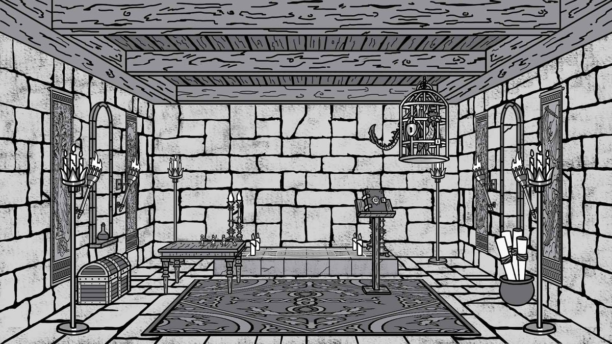 klehmandesign's tweet photo. another side of my #fantasy #illustration of a #wizard's summoning room. #WIP https://t.co/bGnHnBqkQQ