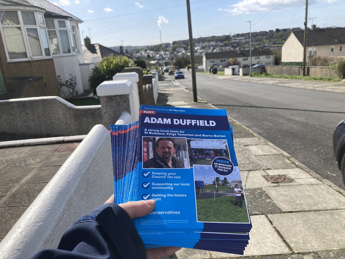 Good morning out in sunny St Budeaux for the brilliant Adam Duffield! 

#VoteConservative
#ToryDoorstep