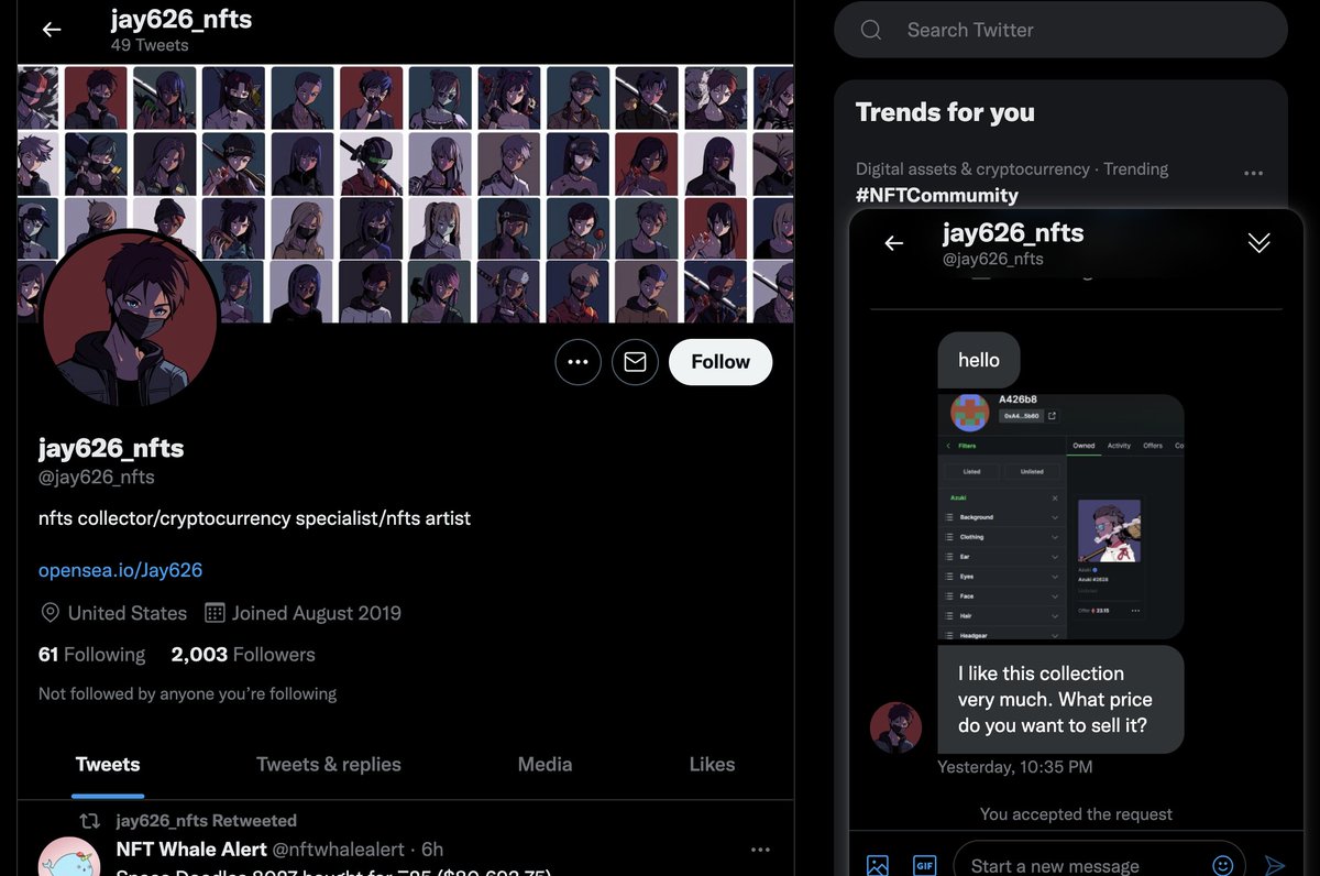 I fucked up. Azuki #2628 is gone...
Here is what happened.

Please share this thread to let people know the scam and don't make the mistake like me.

#Azuki #scam #looksrare