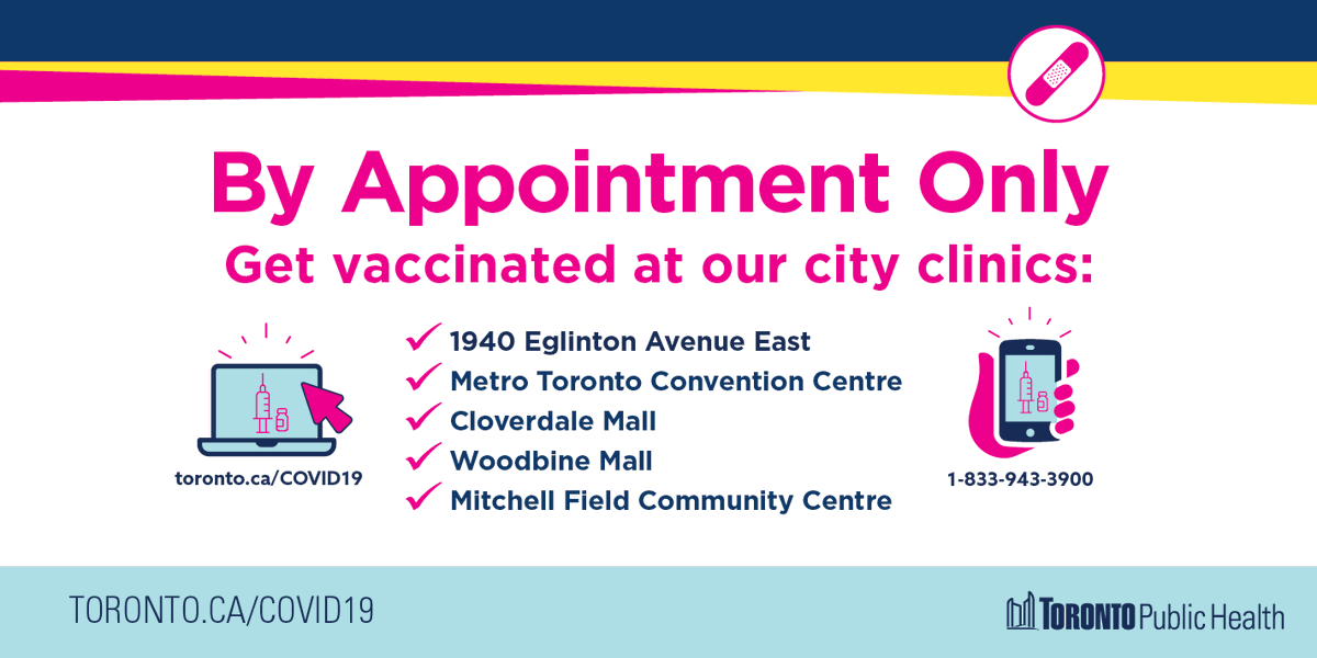 NEW: Looking to get your #COVID19 vaccine at a city-run clinic? Starting today, our clinics will return to an appointment only system &amp; you can book here: Toronto.ca/COVID19. Walk-in options available at many mobile clinics across our city: toronto.ca/home/covid-19/…