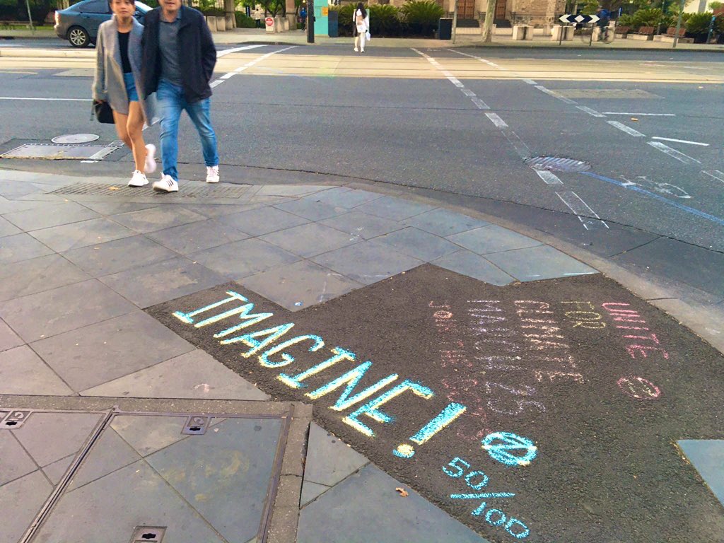 DemOnTheStreets's tweet photo. @mssophiaparker All power to the imagination! So said the #situationists … and we say #dots on!
Our circumstances, our crises demand novel responses. Above all, they demand creativity and imagination.
So let’s all get #WildChalking & get on with the fun task of collective imagining. 🐛🦋 https://t.co/aNxCpaIvug