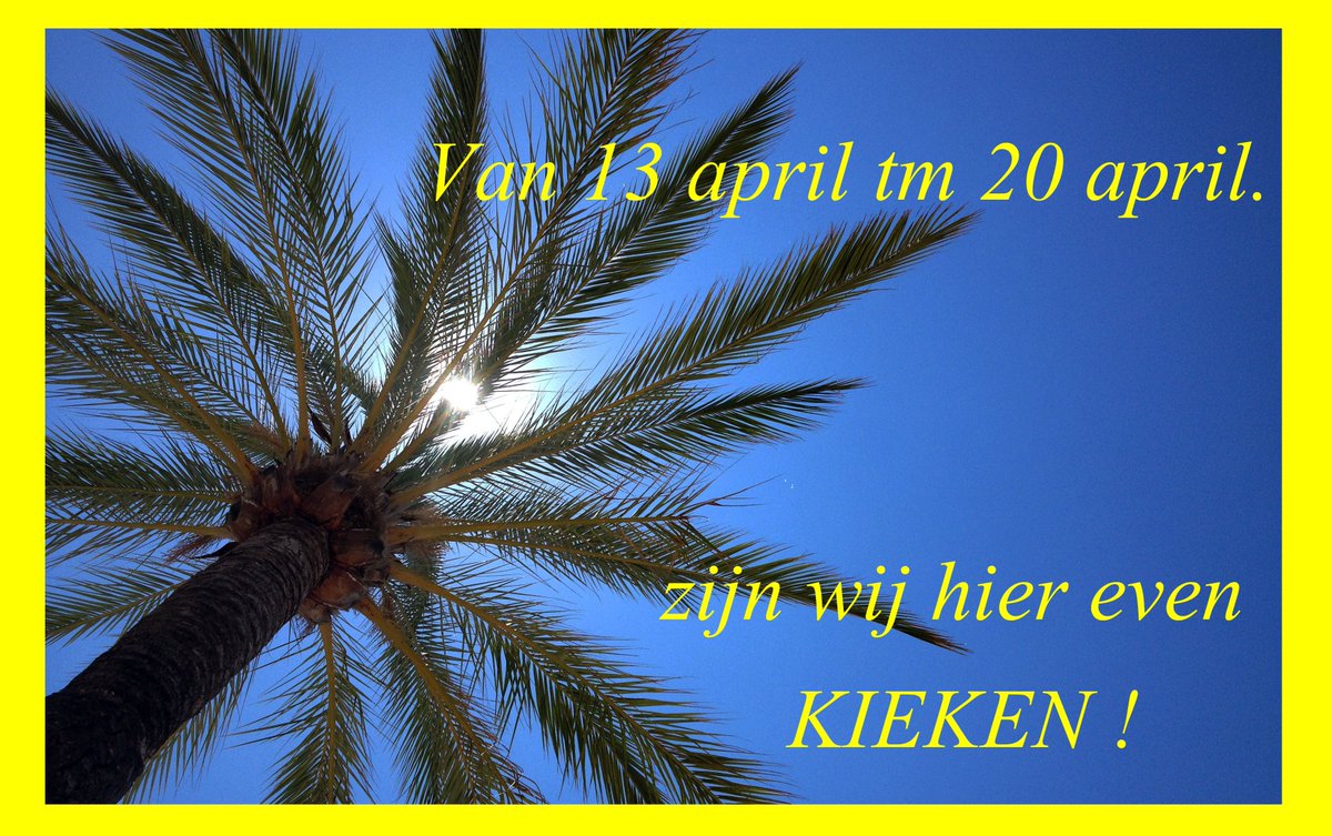 Vanaf woensdag 13 april tm 20 april zijn wij gesloten.
Peter &amp; Riet