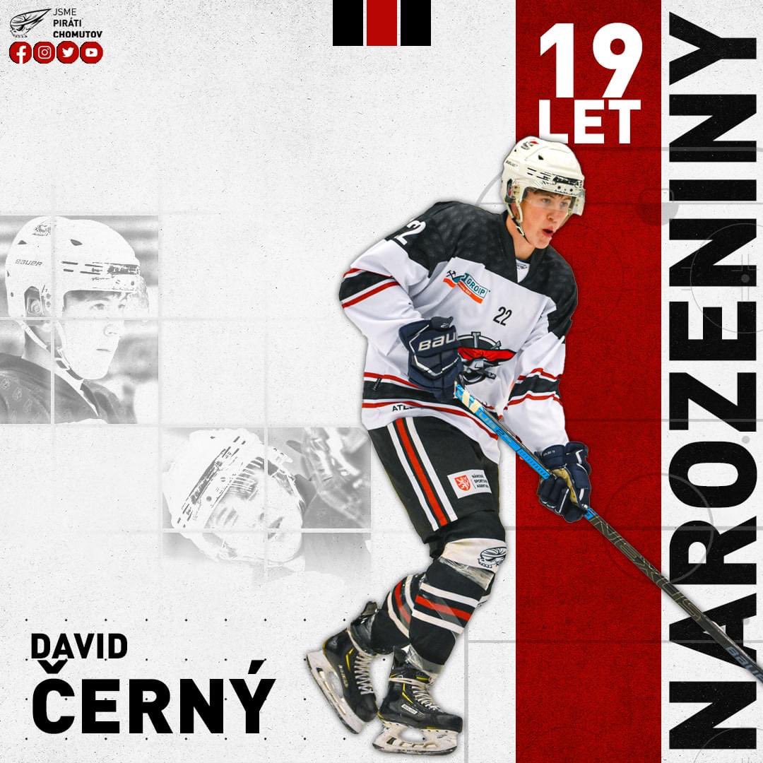 PiratiChomutov's tweet photo. 🎂🎉🎁 Devatenácté narozeniny dnes slaví náš útočník David Černý, který už má na kontě čtyři góly v našem áčku. Všechno nejlepší a ještě spoustu gólů v našem dresu, @Maslo2069! https://t.co/O8plyT7nOj