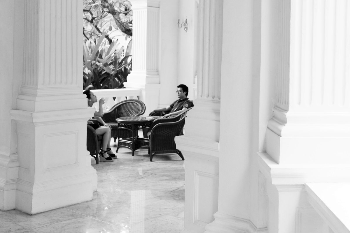 Raffles hotel, Singapore.   World opening up again.