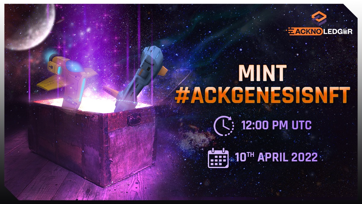 Fresh from the oven, start #minting your #ACKGenesisNFT hot tomorrow, Sunday, 12 PM UTC onwards!

Platform details to be announced shortly.

Gear up for a multi-metaverse ride.🔥

#GatewayToMetaverse #NFT #NFTCollection