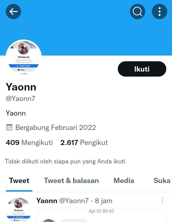 nischen_cheney's tweet photo. @Yaonn7 orang gila yg pakai orang punya foto profile.sembarang tidak tau malu.
Ok skrang kau sedang di lacak dan sedang medeteksi keberadaan km jdi jangn kaget kalau ada tamu yg datang jemput kamu. https://t.co/FFg1pDCj7n