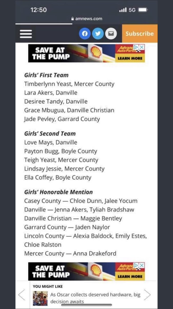 kris_bentley's tweet photo. Proud of my girl for making The All Area Honorable Mention list! She had a great Senior season! Congratulations to all the young ladies that were recognized! #RaisingAWarrior💙💛 https://t.co/DbgQlfVke2