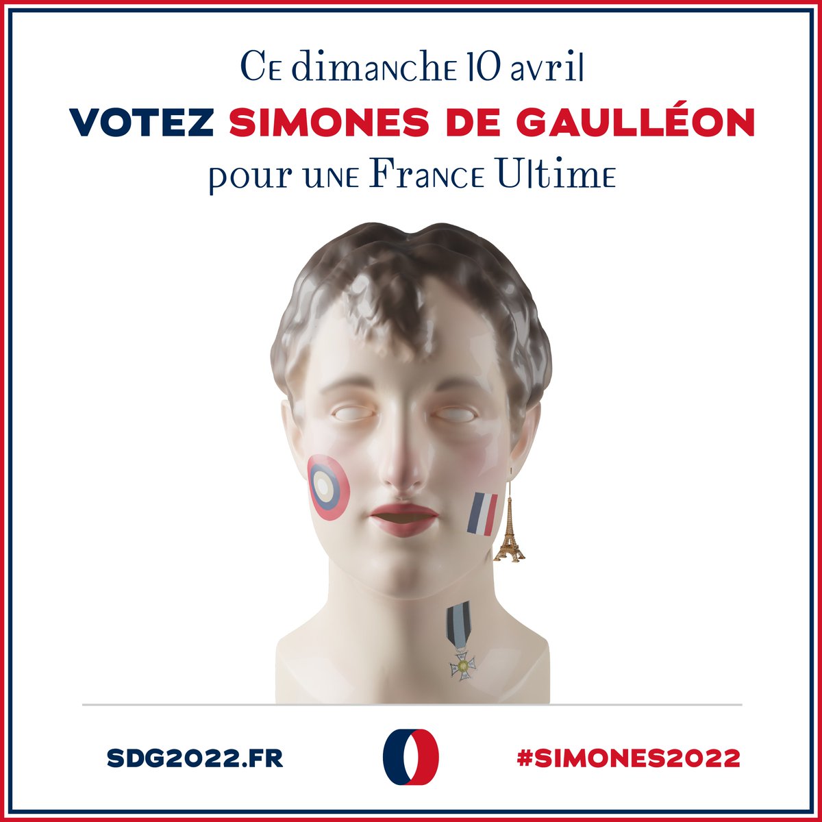 SDegaulleon's tweet photo. Demain, nous faisons le premier pas vers la France Ultime. Ce dimanche, votez Simones de Gaulléon, pour le retournisme, le progrès détaché du poids des traditions, et une idée certaine de la France. 
Vive la République, vive les Frances. 
#Simones2022 #Presidentielles2022 https://t.co/BpCmkTIpyQ