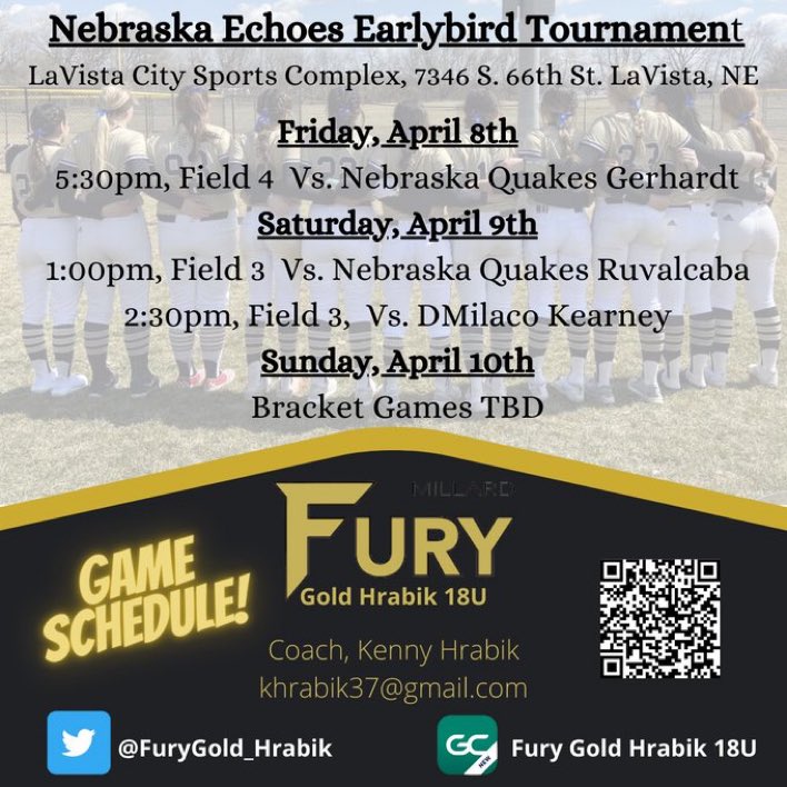 Game 1 was a 6-2 W yesterday for @FuryGold_Hrabik against Quakes Gerhardt. Back at it today at 1 and 2:30!  #GoldDNA