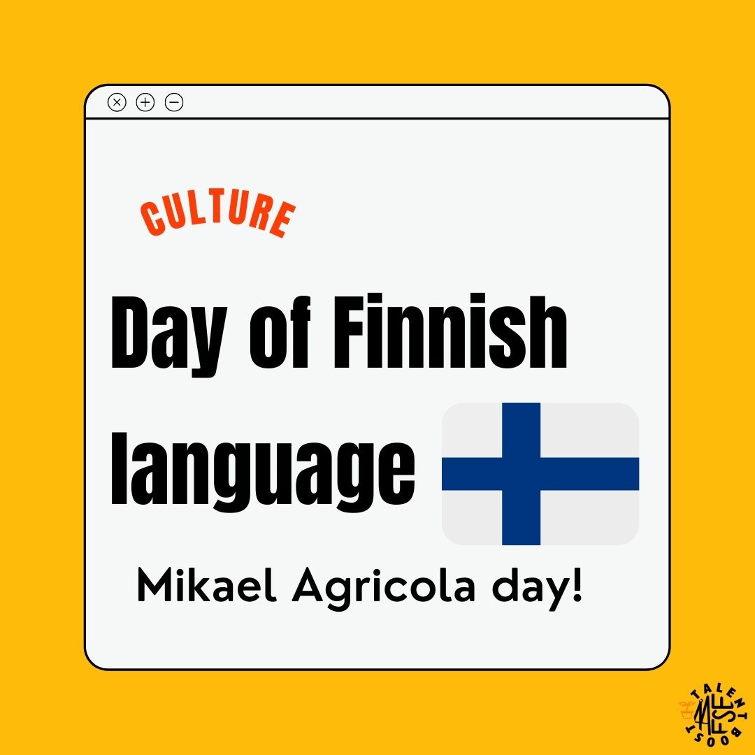 Today, April 9th, Finnish flags fly up and high, celebrating Finnish Language Day!

We also commemorate Mikael Agricola, father of the Finnish language!

What is your favorite word in Finnish?

#talentboost #aboakademi #workinturku #workinfinland #internationalstudents